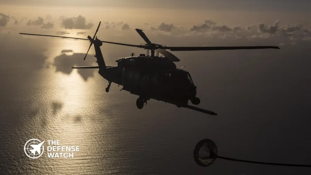 U.S. Air Force HH-60W Jolly Green II helicopter from the 920th Rescue Wing during a rescue operation off the Florida coast.