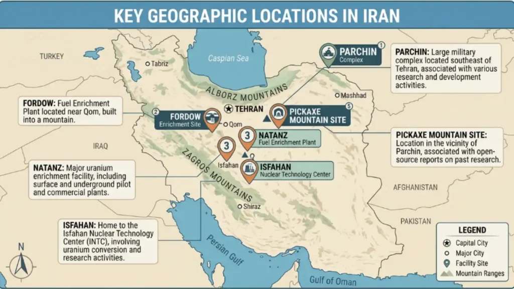map iran nuclear sites