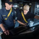AN/SPS-73(V) Next Generation Surface Search Radar mounted aboard a U.S. Navy guided missile destroyer at sea.