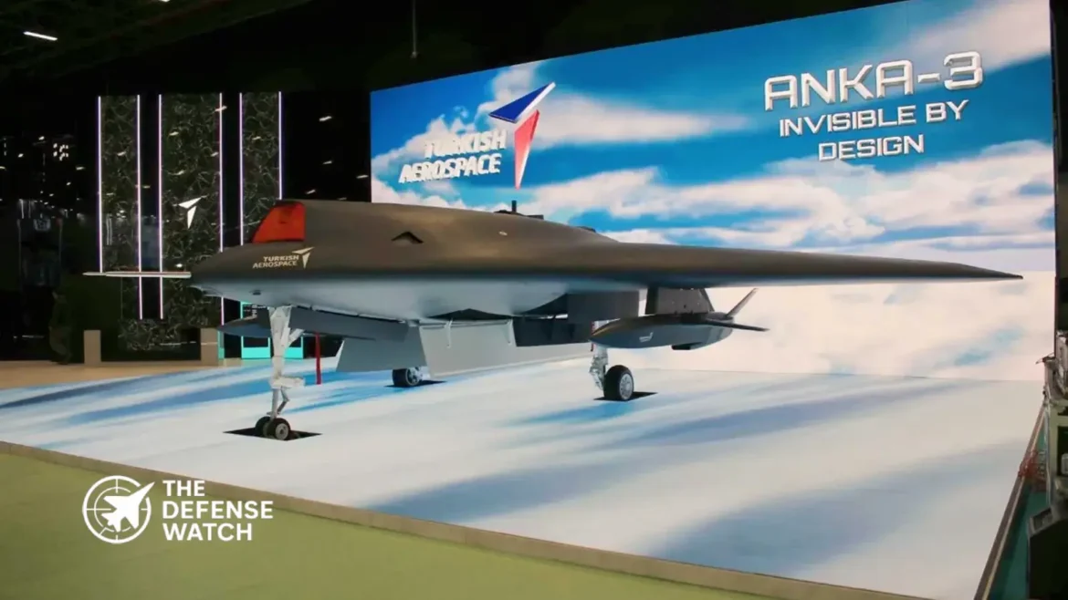 Türkiye Anka-3 stealth UCAV carrying two Süper Şimşek strike drones at SAHA Expo 2026