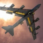 U.S. Air Force B-52 bomber flying with upgraded engines under modernization program