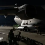 Royal Canadian Air Force C-17 Globemaster III aircraft operating in Arctic conditions during rapid response logistics mission