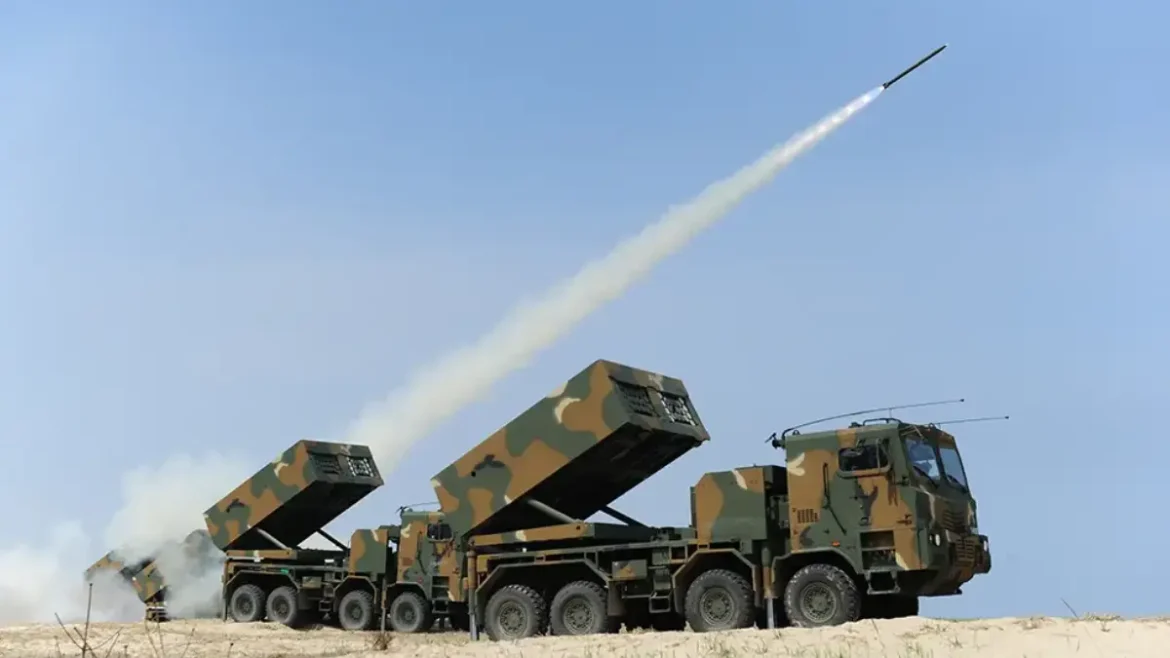 Hanwha Aerospace Chunmoo multiple rocket launcher vehicle during military deployment exercise in Estonia