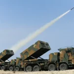 Hanwha Aerospace Chunmoo multiple rocket launcher vehicle during military deployment exercise in Estonia