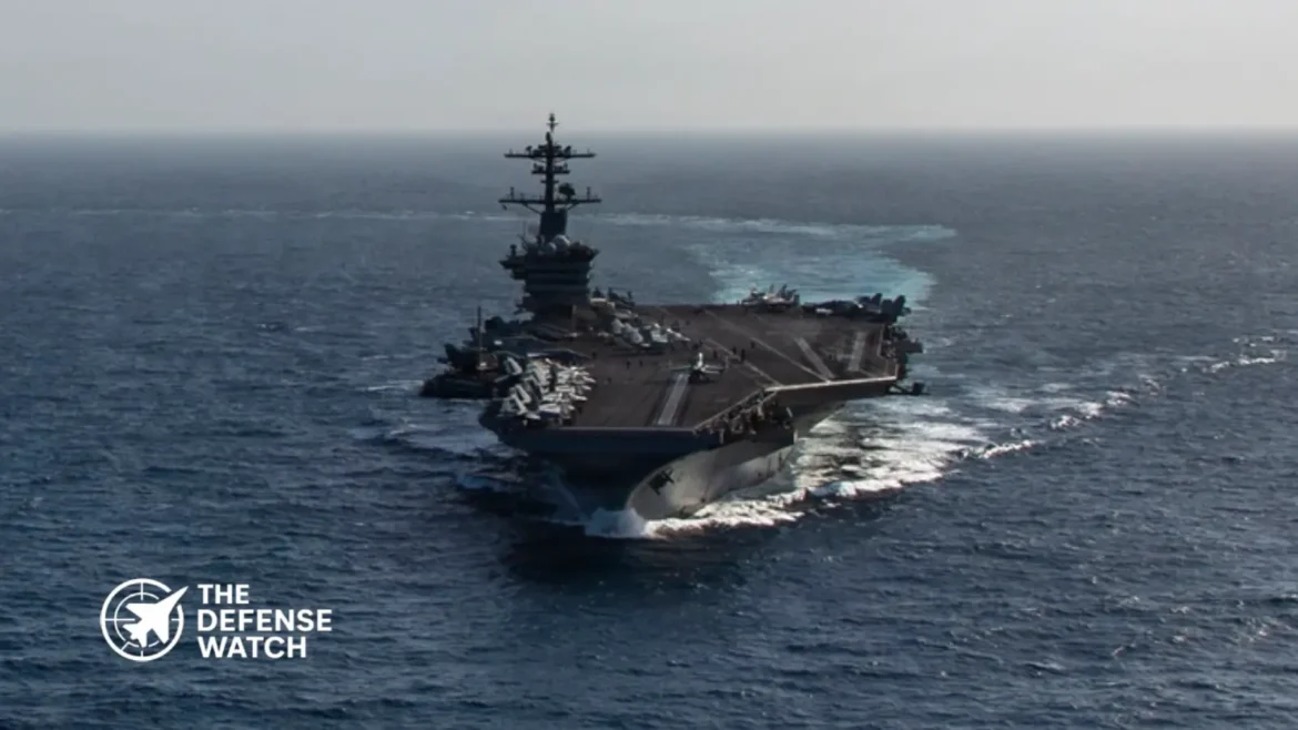 U.S. Navy aircraft carrier undergoing maintenance operations supported by Huntington Ingalls Industries engineering teams