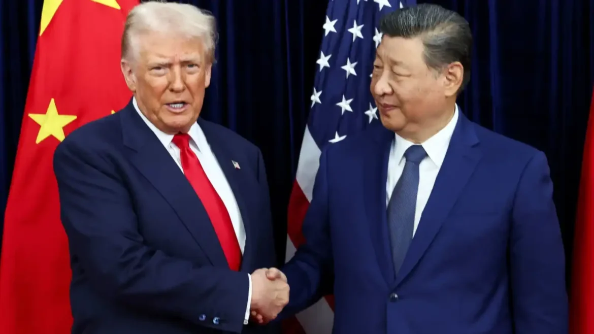 U.S. President Donald Trump and Chinese President Xi Jinping meeting in Beijing during talks on Iran nuclear tensions and Strait of Hormuz security
