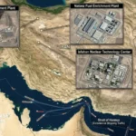 Iranian nuclear facilities and Strait of Hormuz shipping lanes amid renewed U.S.-Iran negotiations over uranium stockpiles and regional security.