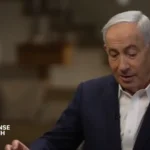 Israeli Prime Minister Benjamin Netanyahu speaking about ending U.S. military aid dependence during a policy discussion