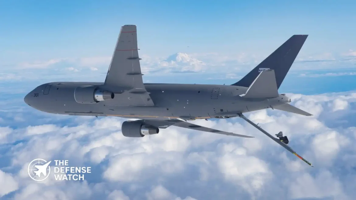 The first Israeli KC-46A Gideon tanker aircraft conducting its maiden flight in the USA.