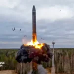 Russian Oreshnik ballistic missile launch during a large scale missile and drone strike against Ukraine in May 2026