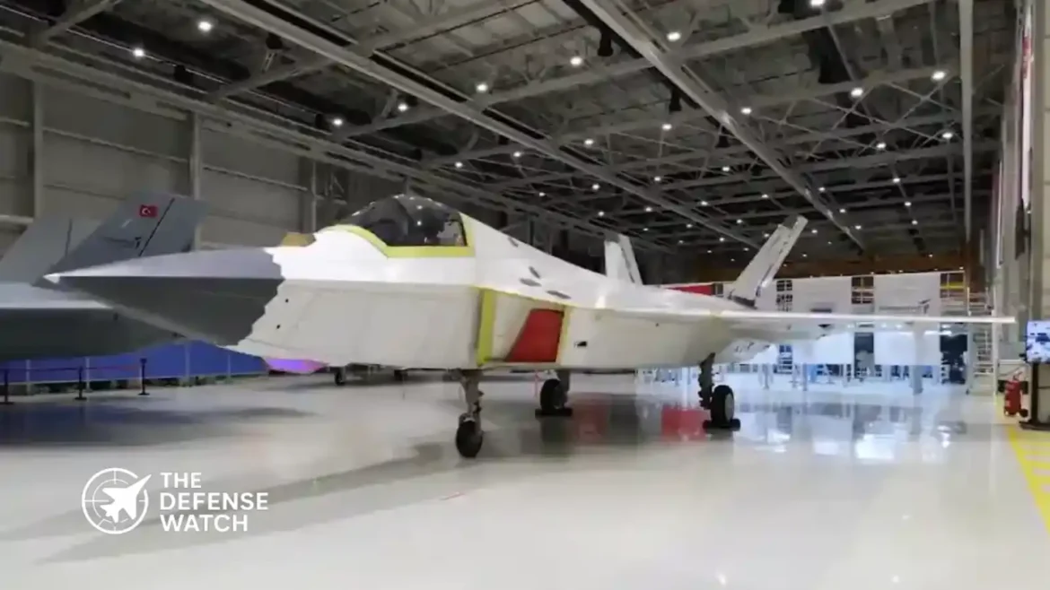 Spanish and Turkish flags alongside a KAAN stealth fighter aircraft during defense cooperation discussions