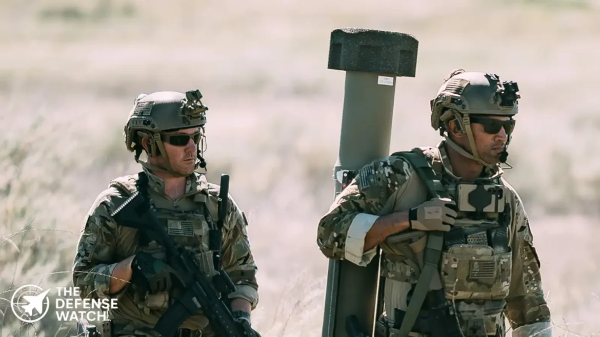 U.S. Army soldier deploying Switchblade 400 loitering munition in tactical environment