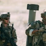 U.S. Army soldier deploying Switchblade 400 loitering munition in tactical environment