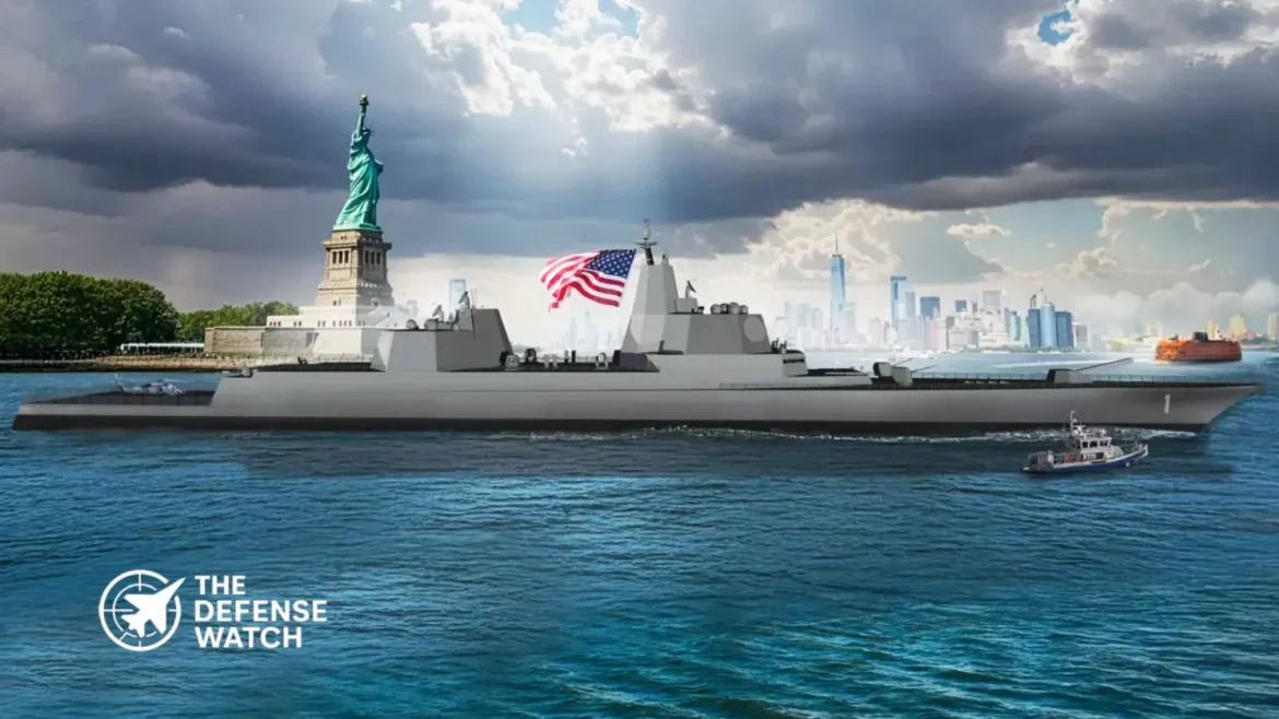 Concept artwork of the future US Navy Trump-class nuclear-powered battleship designed for long-range strike and advanced naval warfare