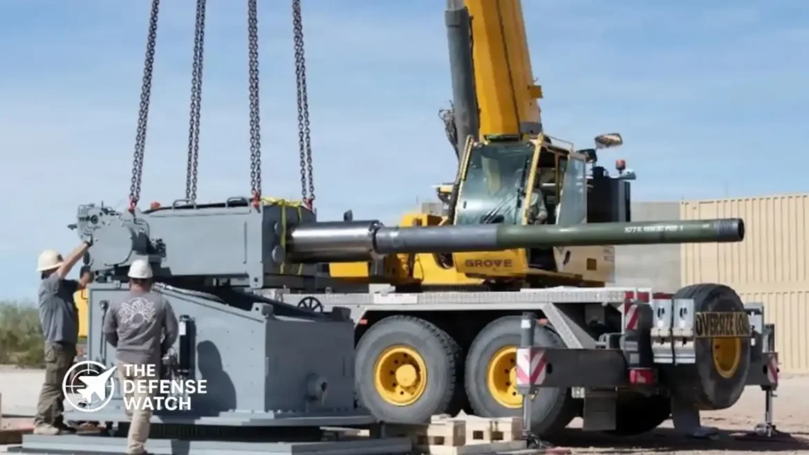 U.S. Army proof gun system conducting artillery ammunition testing at Yuma Test Center in Arizona