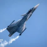Swedish Saab Gripen fighter jet flying during a military exercise as the United Kingdom backs potential fighter support for Ukraine.