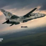 Ukrainian Air Force aircraft carrying a newly developed indigenous guided aerial bomb during weapons integration testing.