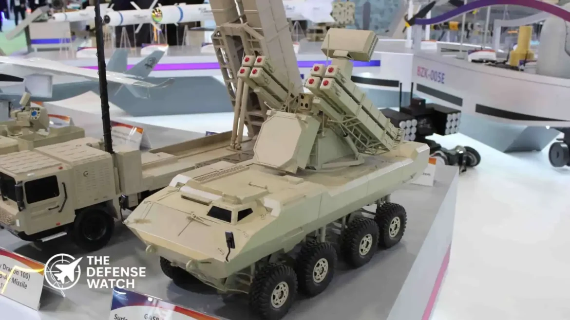 China Yitian II 8x8 short range air defense missile system with launcher deployed