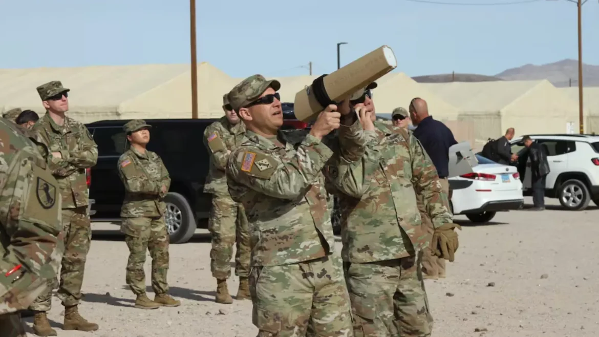 US Army personnel testing directed-energy counter-drone systems during military base defense operations in the United States