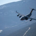 U.S. Air Force cargo aircraft deploying palletized cruise missiles during a Rapid Dragon weapons test over the Pacific region