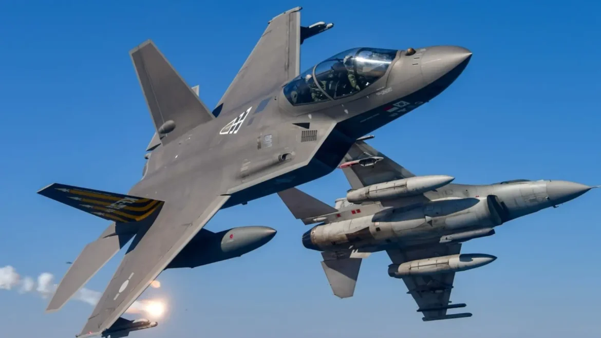 KAI KF-21 Boramae 4.5-generation multirole fighter in flight armed with Meteor BVRAAMs — Republic of Korea Air Force