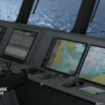 British maritime autonomy system software interface displayed on ship navigation console