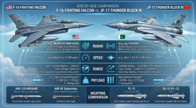 F-16 Fighting Falcon vs. JF-17 Thunder: Complete Fighter Jet Comparison