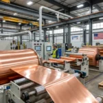 Defense-grade electrodeposited copper foil being manufactured at a U.S. copper processing facility in South Carolina.