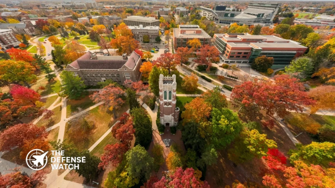 Michigan State University's Facility for Rare Isotope Beams, where a new defense-funded heavy-ion testing beamline will support radiation testing of advanced microelectronics.