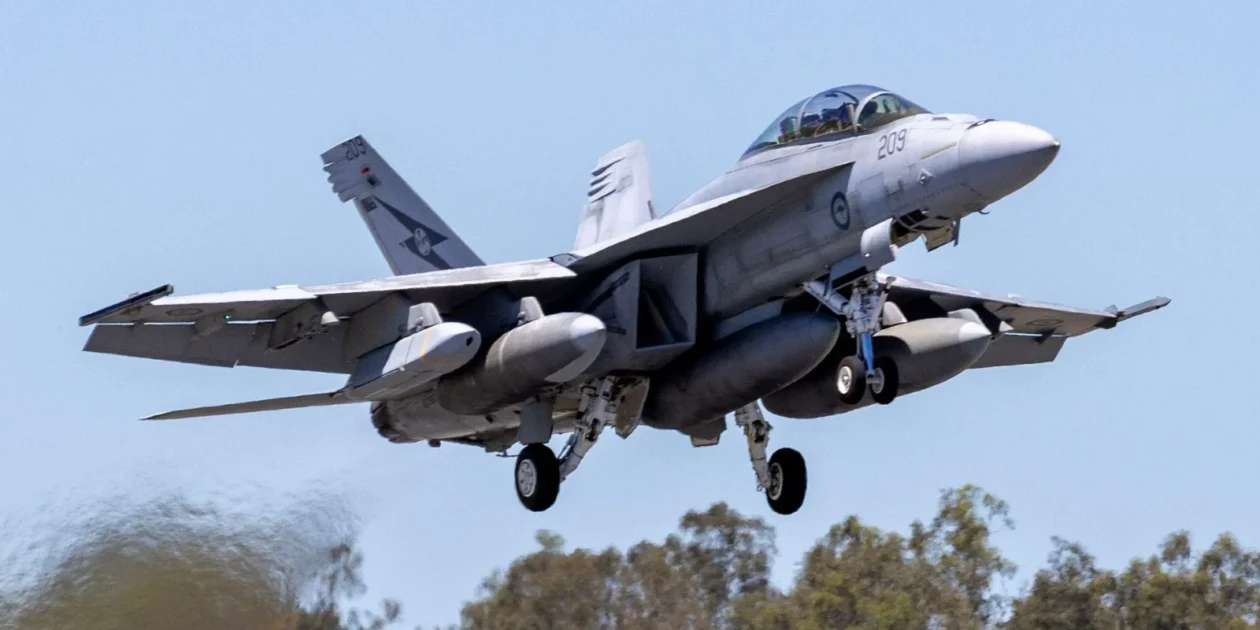 Royal Australian Air Force F/A-18F Super Hornet equipped for long-range strike operations with AGM-158 family missiles