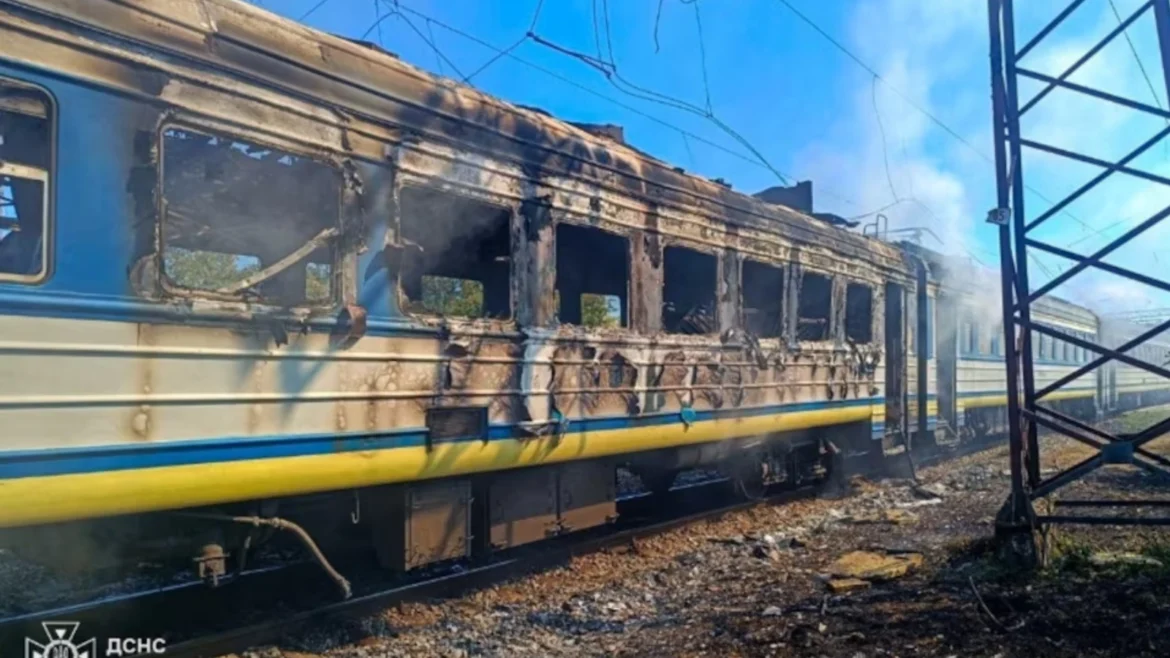 Russian drone strike train